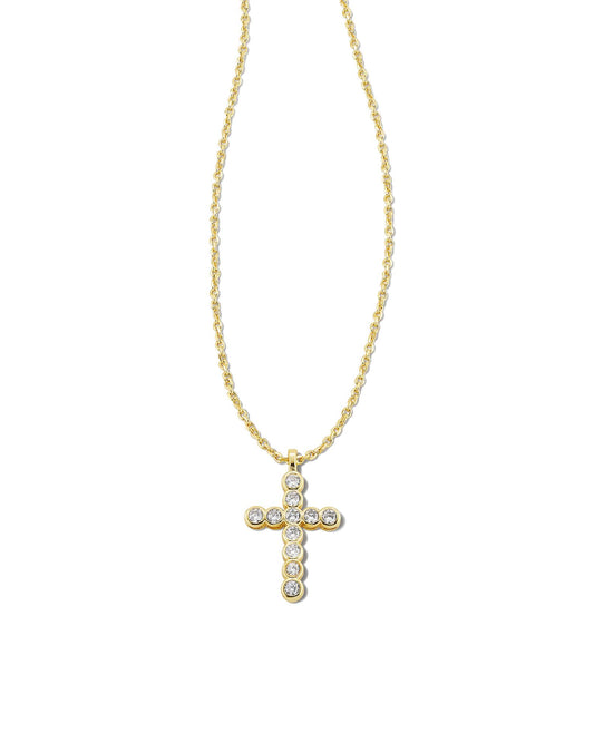 Cross White CZ Gold Pendant Necklace