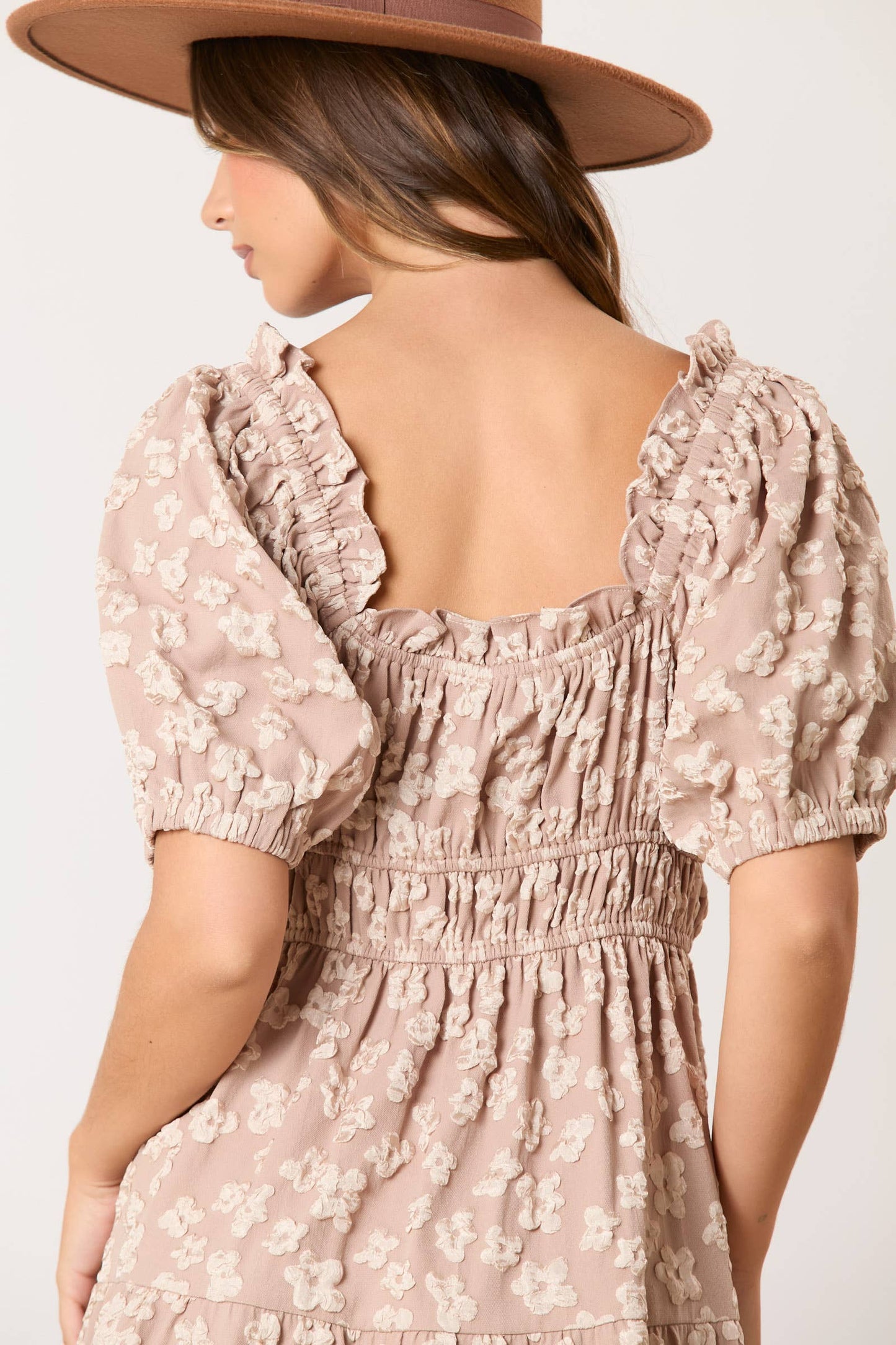 Golden Jacquard Ruffle Detail Maxi Dress - Preorders