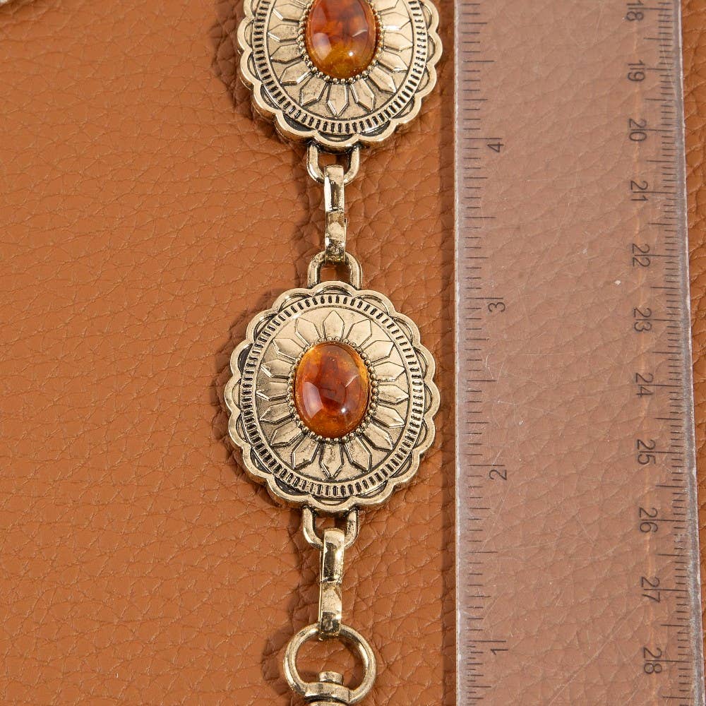 Oval Amber Western Chain Belt