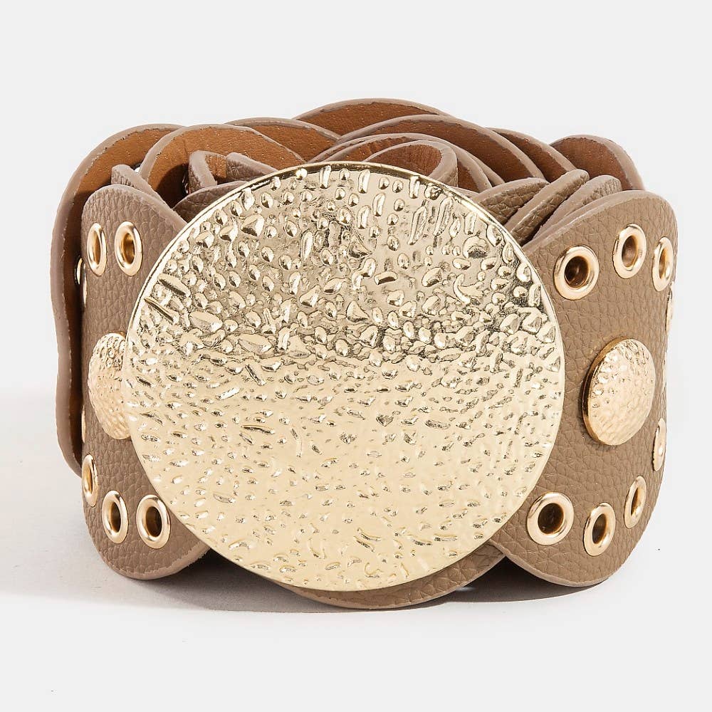 Disc Accent Faux Leather Link Belt