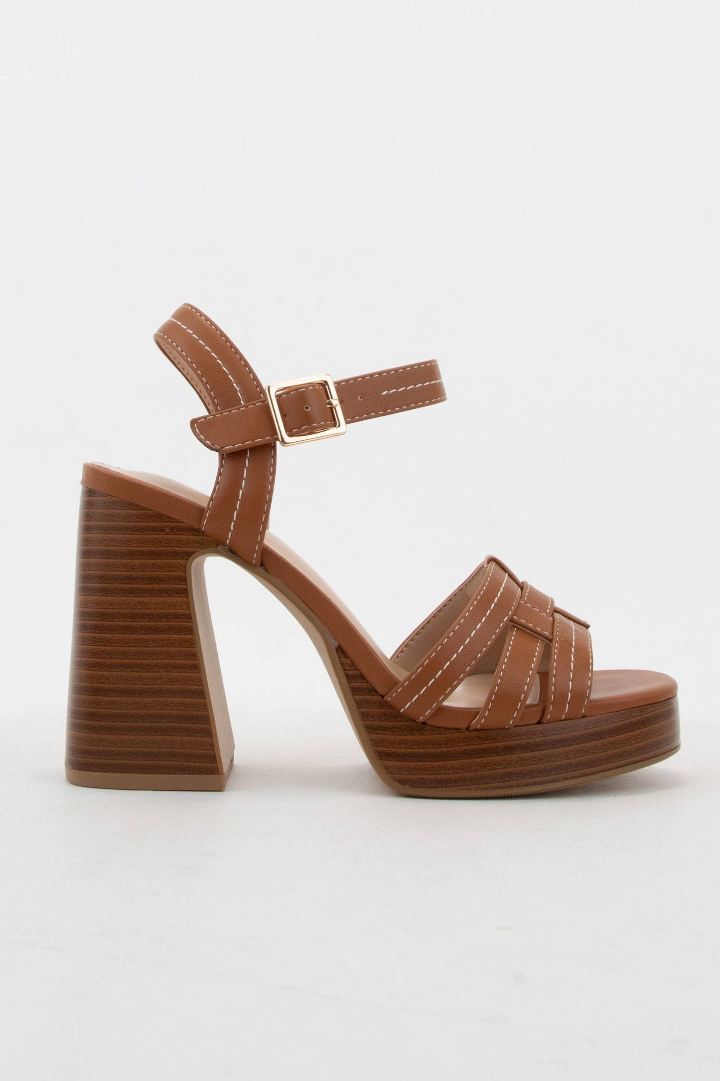 JANESSA WOVEN STRAP UPPER PLATFORM BLOCK HEEL SANDAL