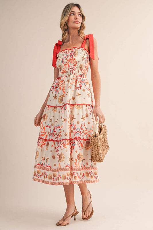 Coral Coast Midi Dress