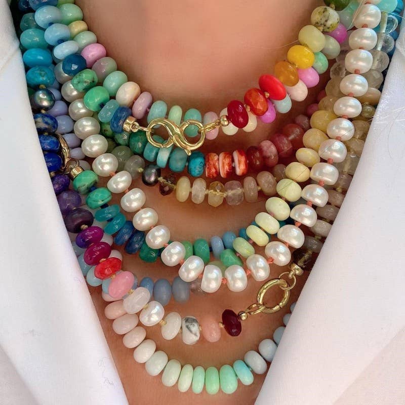Natural Stone Glass Mixed Necklace