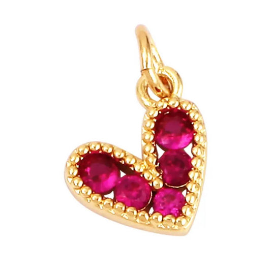 Fuchsia Pink Heart Charm For Charm Necklace & Bracelet