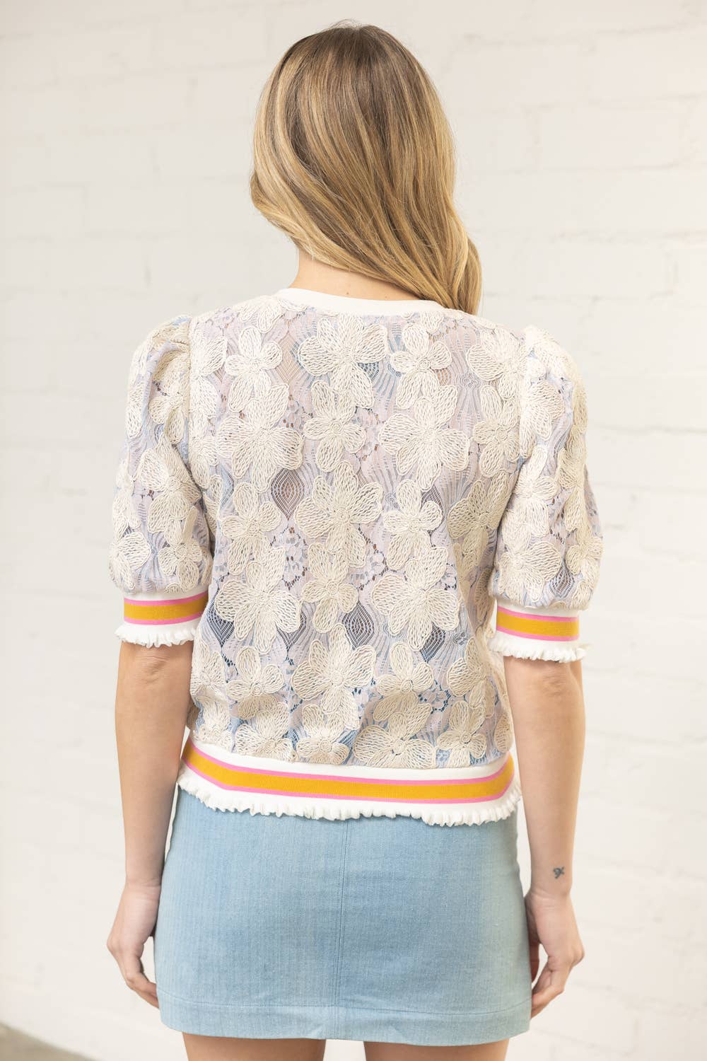 Lavender Floral Embroidered Lace Top