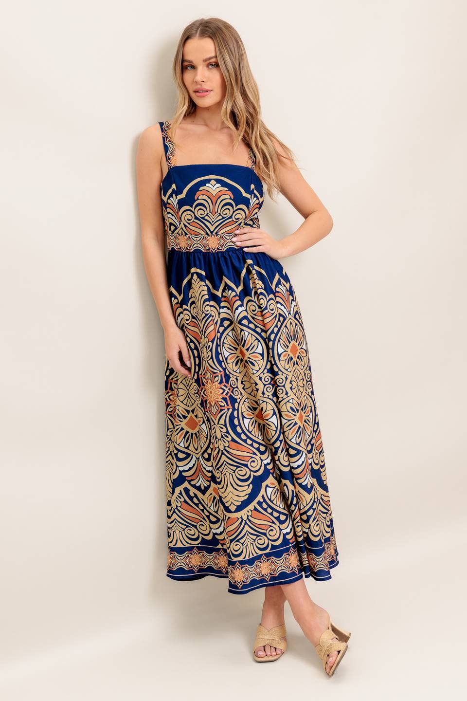 A printed woven midi dress - ID22632