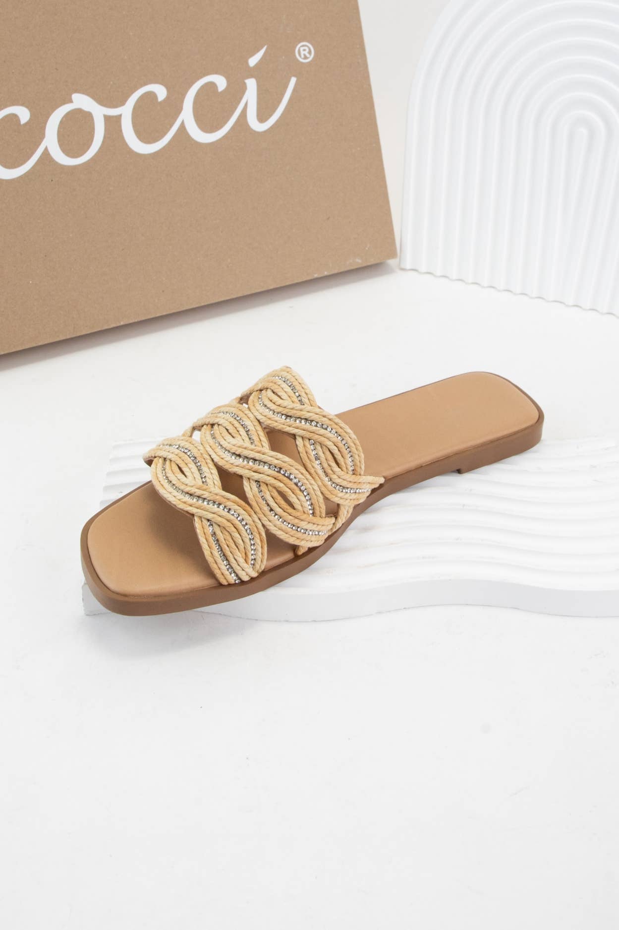 SERIOUS TWISTED RAFFIA BRAID UPPER SLIP ON SANDAL