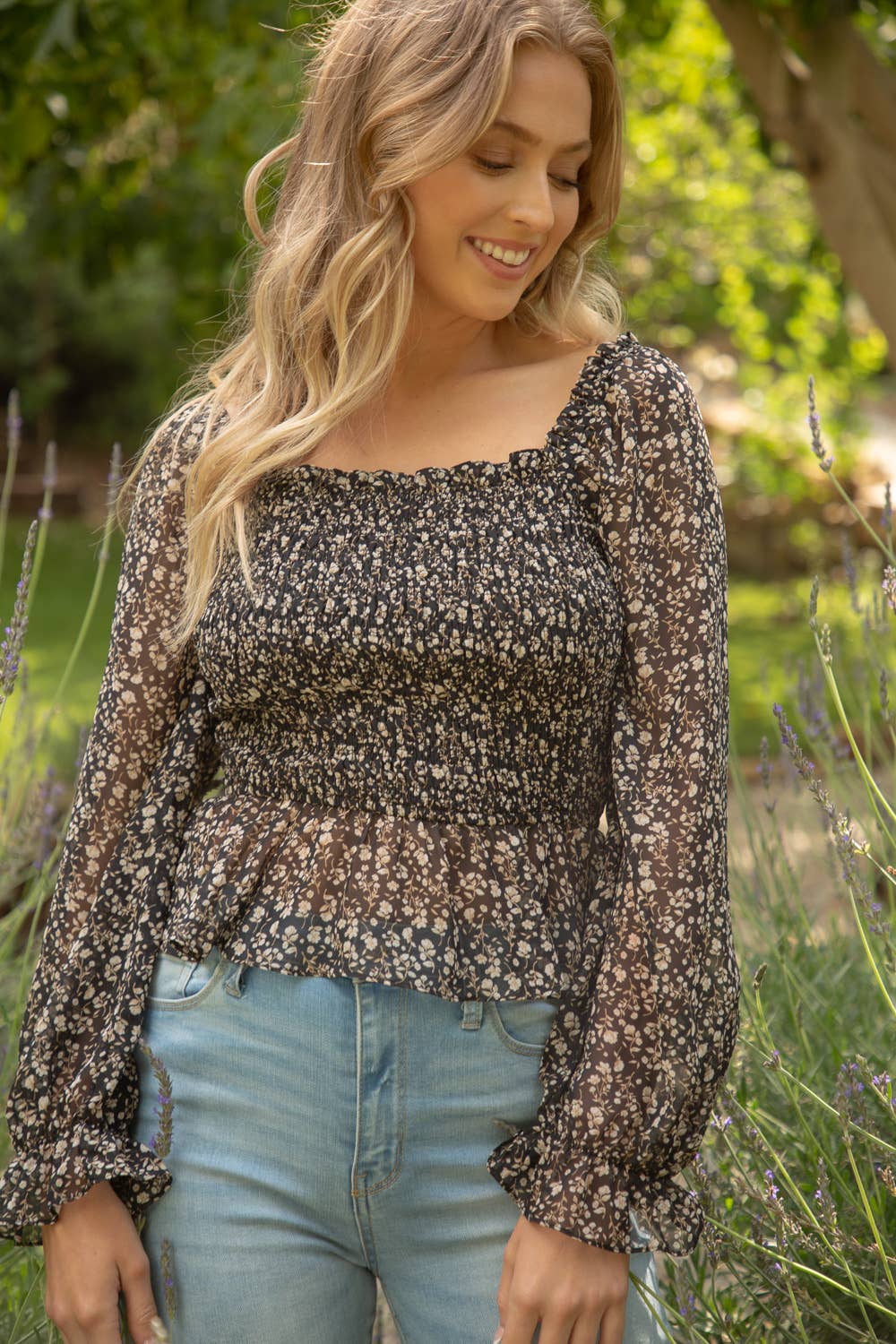 Miranda Floral Smocked Crop Top