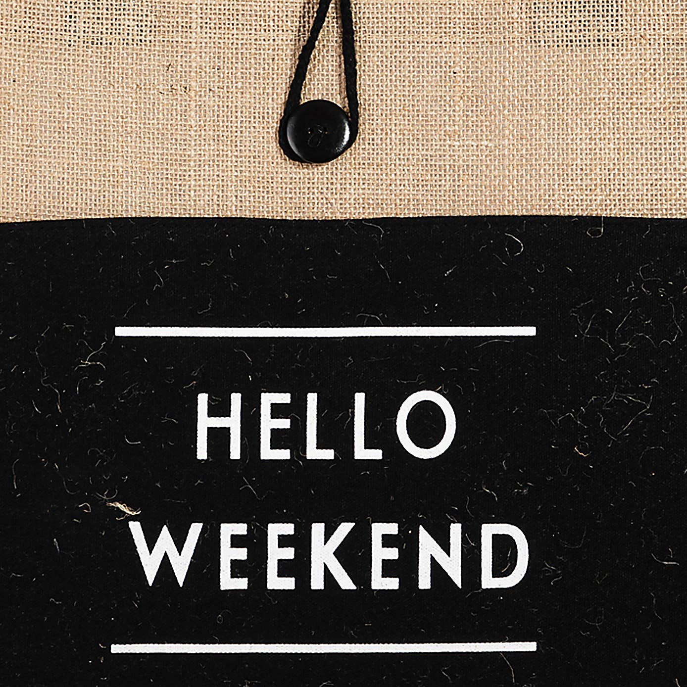 Hello Weekend Burlap Tote Bag