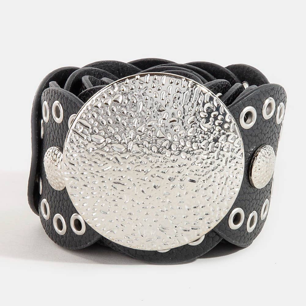 Disc Accent Faux Leather Link Belt