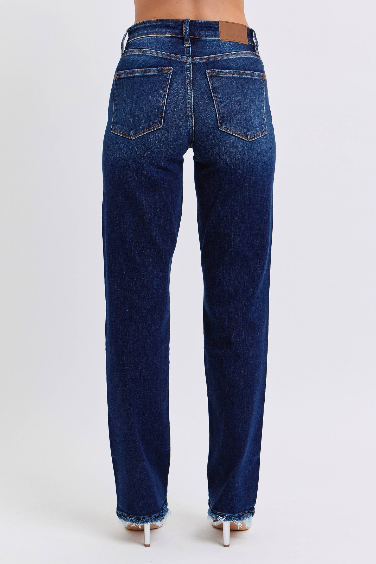 Mid Rise Straight Leg with Fray Hem