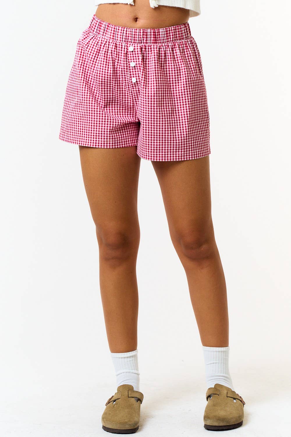 BP24014-1 GINGHAM ELASTIC WAISTBAND BOXER SHORTS