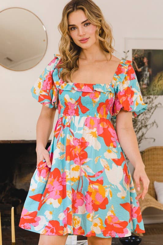 Floral Printed Mini Dress