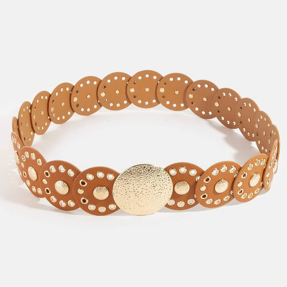 Disc Accent Faux Leather Link Belt