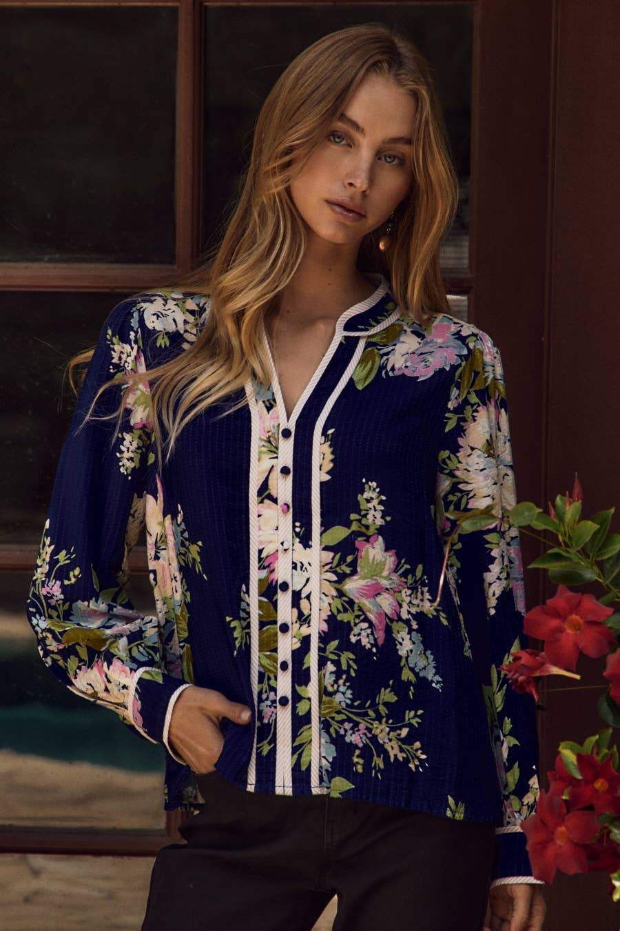 Plus Floral Print Blouse