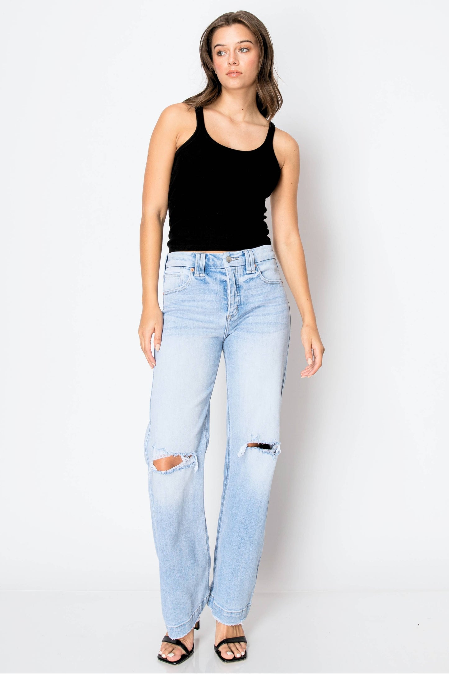 TUMMY CONTROL HIGH RISE RELAXED STRAIGHT LEG JEANS