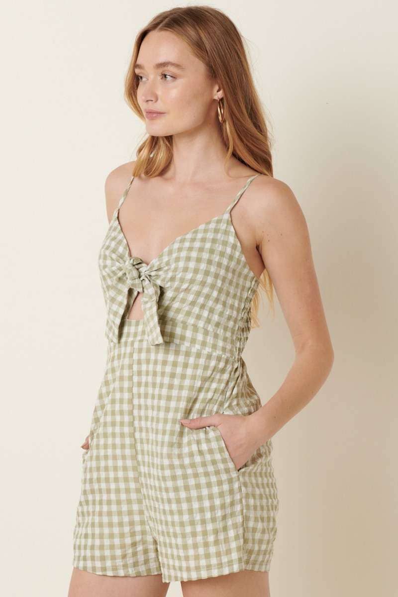 GINGHAM BOW FRONT ROMPER