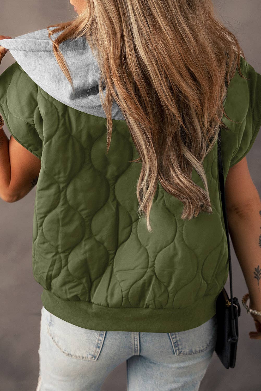 Quilted Drawstring Hooded Puffer Vest