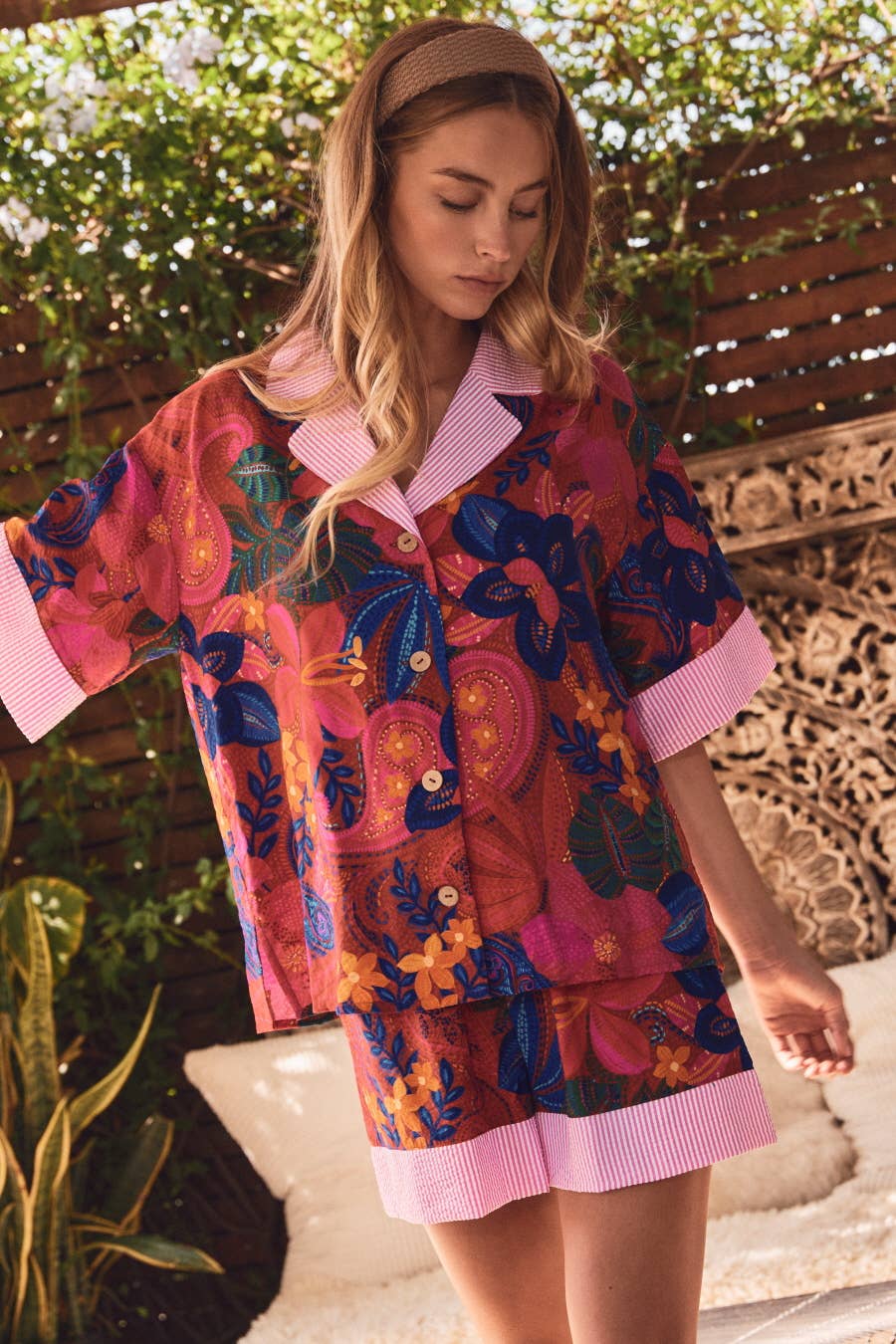 Summer Botanica Matching Short Set