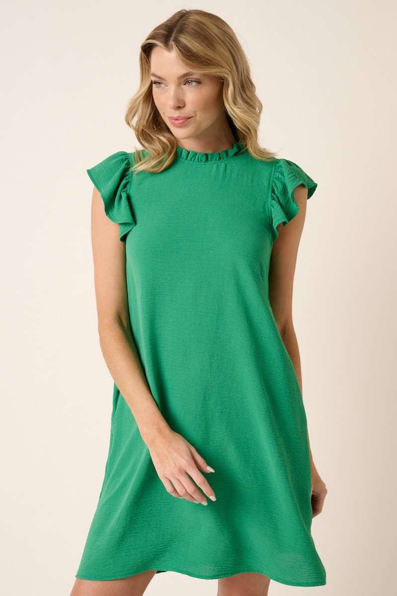 AIRFLOW RUFFLE SLEEVE MINI DRESS