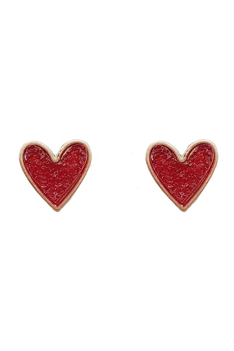 Valentine's Day Heart Drusy Stone Post Earrings