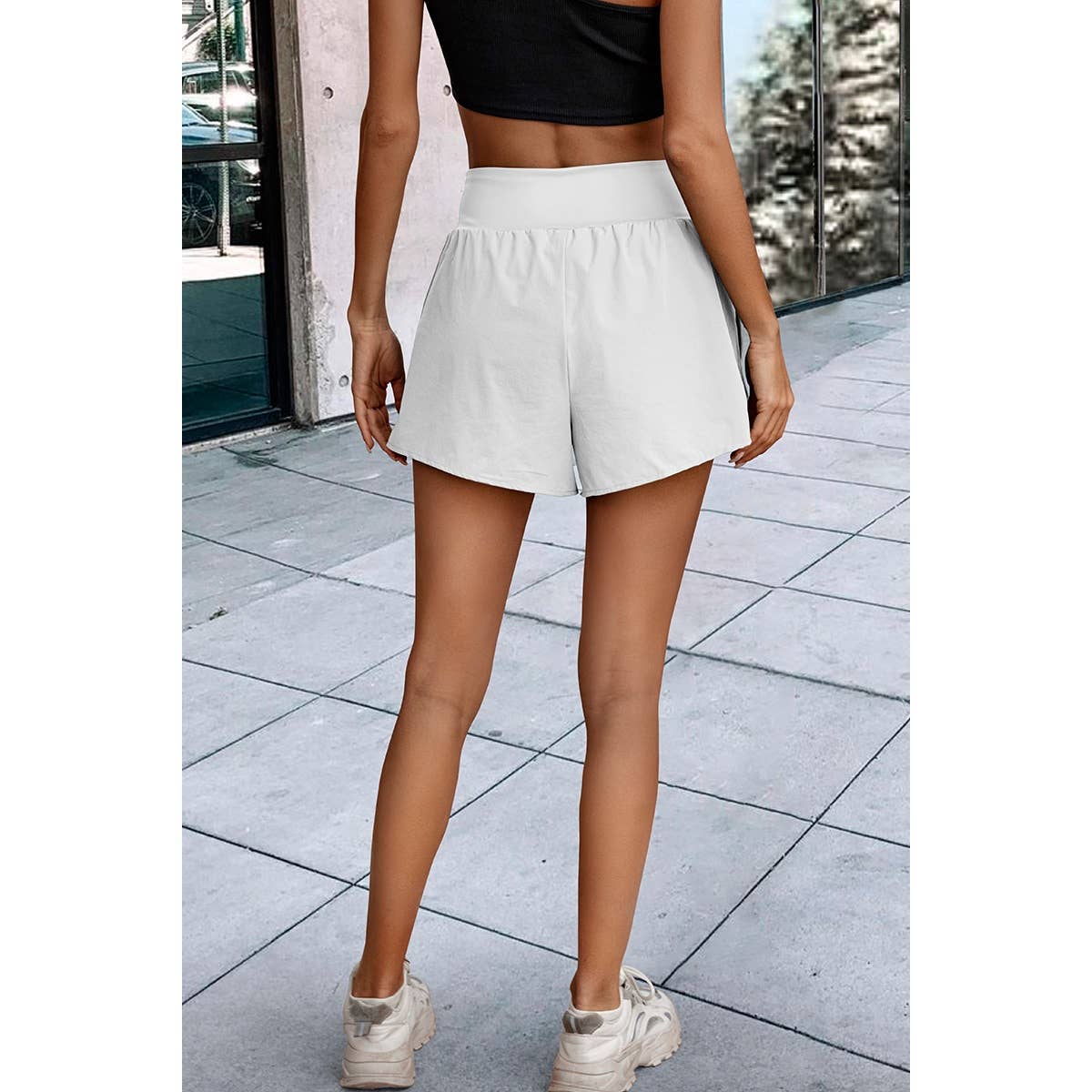 Self Belt Cross Classic Solid Short Pant