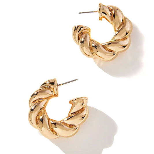 Chunky Rope Twist Hoop Earrings 18k Gold Filled