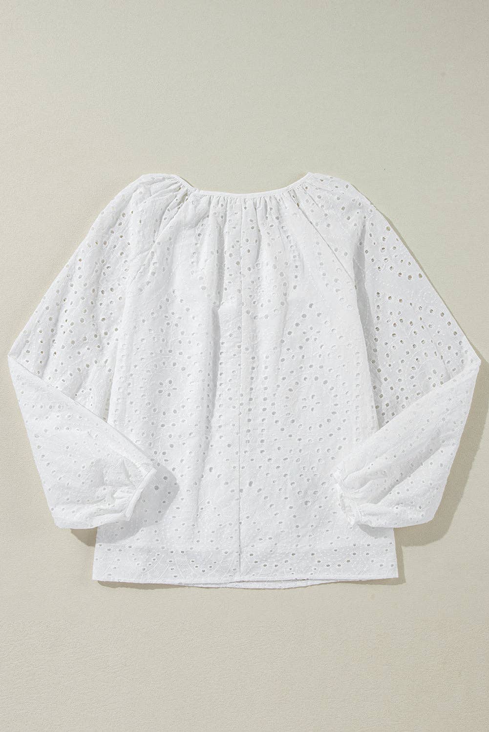 Eyelet Embroidered Puff Sleeve Blouse