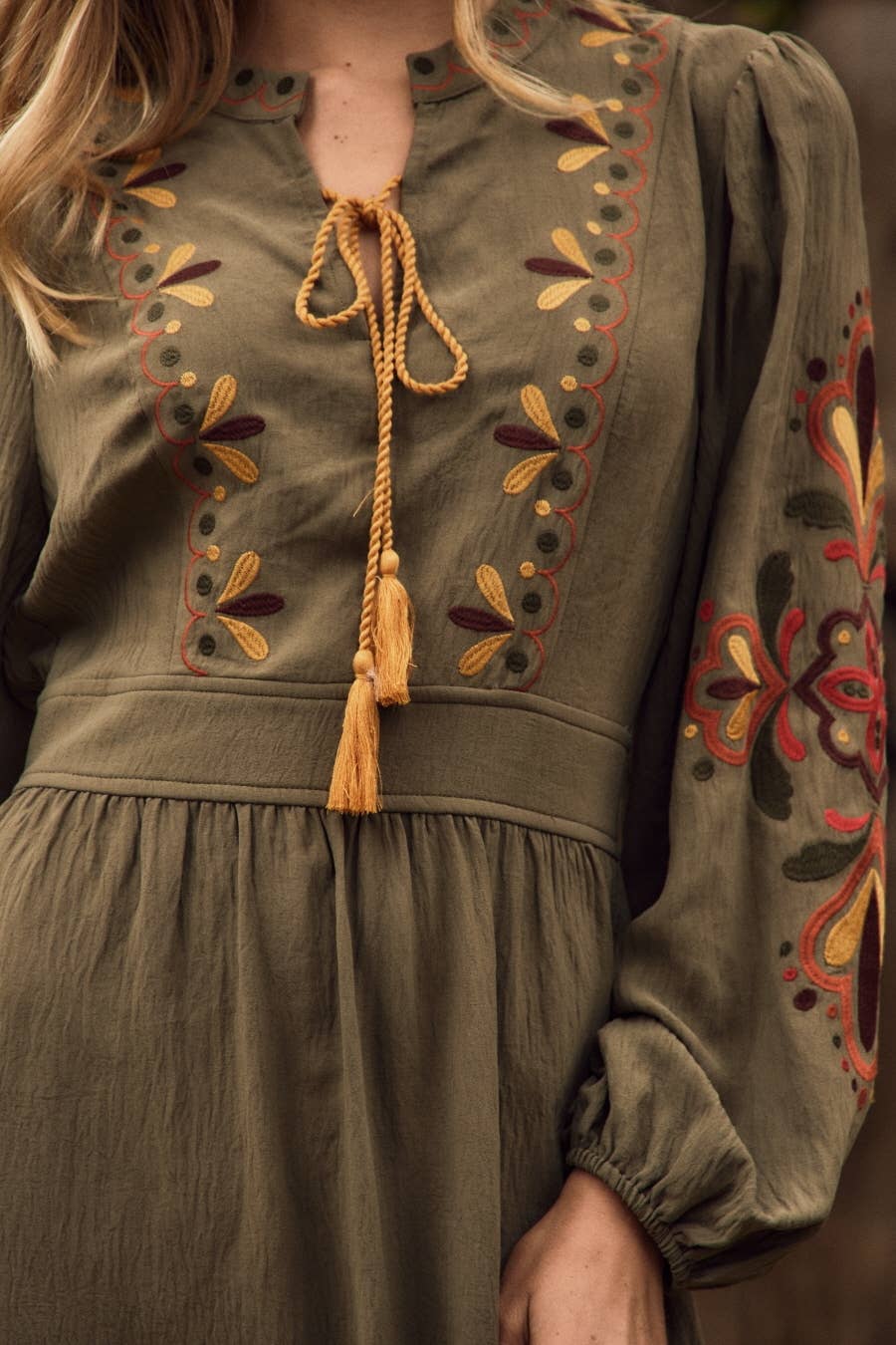 Embroidered Midi Dress