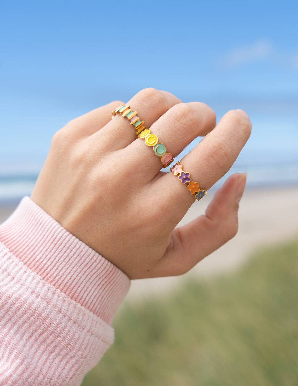 Smiley Enamel Ring