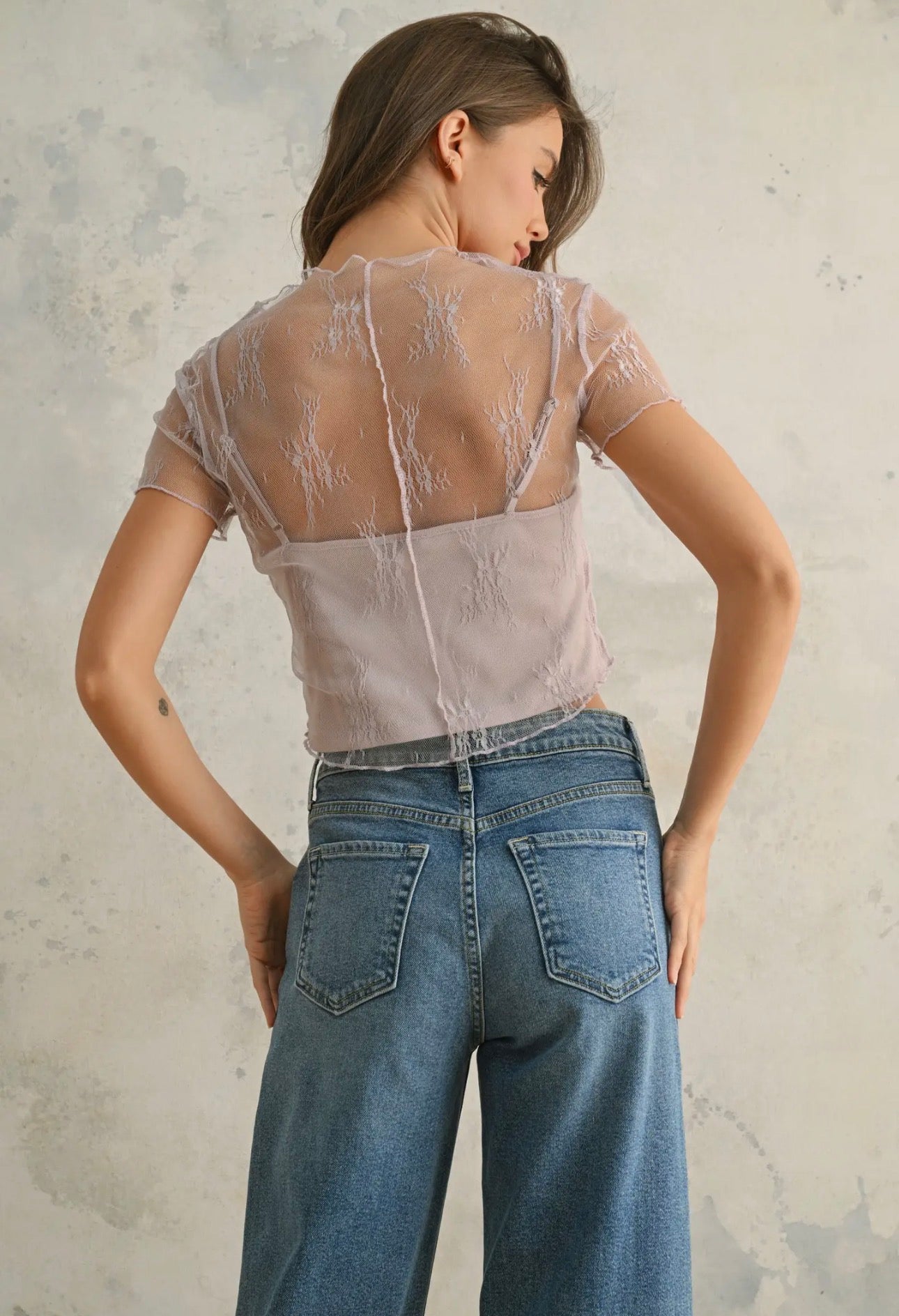 Lavender Mesh Top