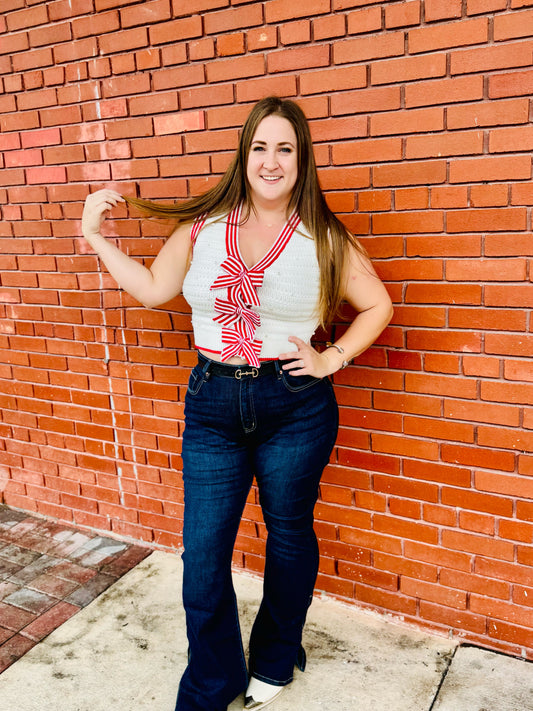 Peppermint Bow Sweater Vest