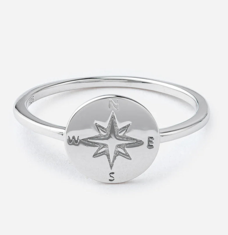 Elevated Faith Silver compass ring