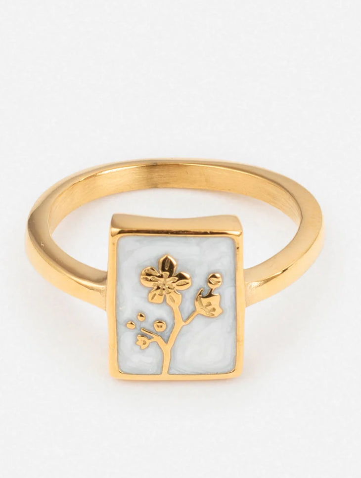 Elevated faith, flower rectangular ring