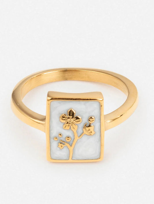 Elevated faith, flower rectangular ring