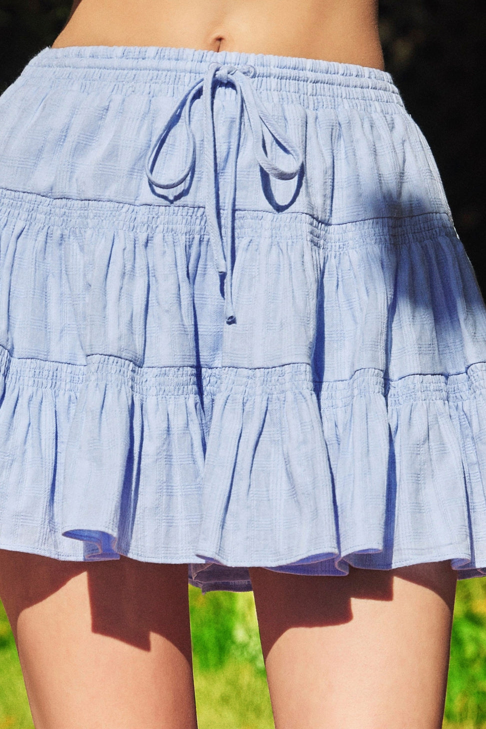 Light blue tiered skirt