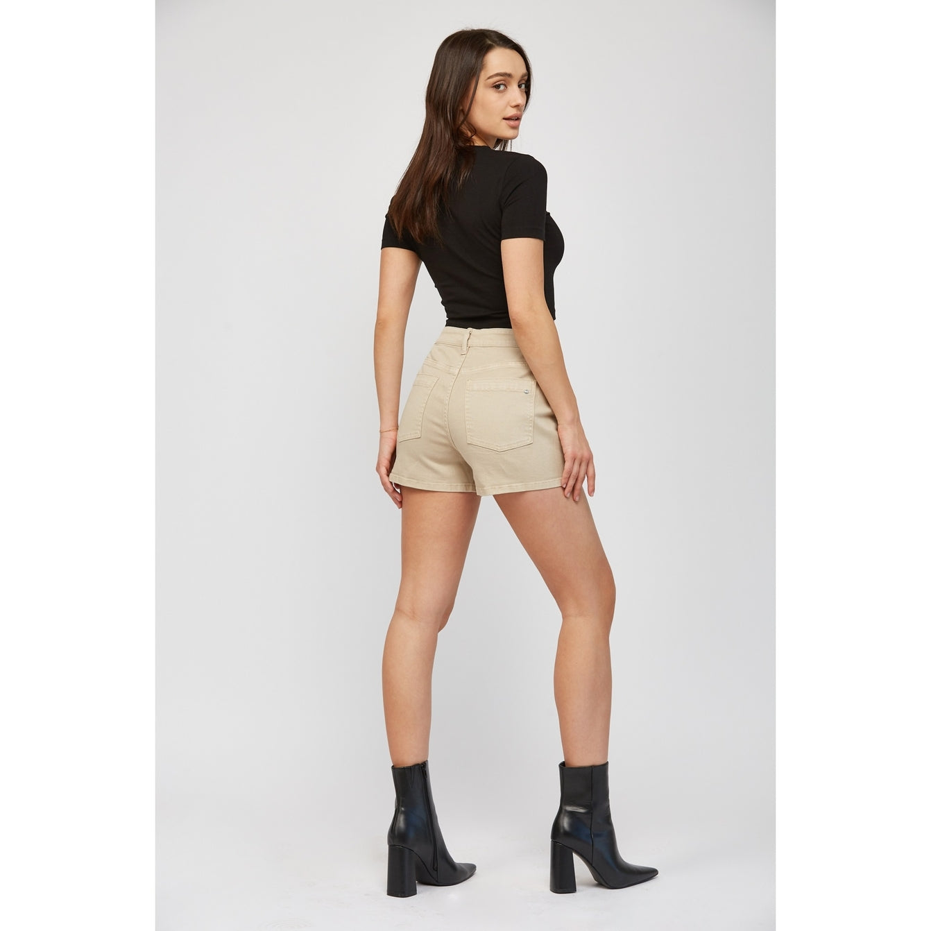 Mica High Rise Shorts with Front Patch Pocket Detail