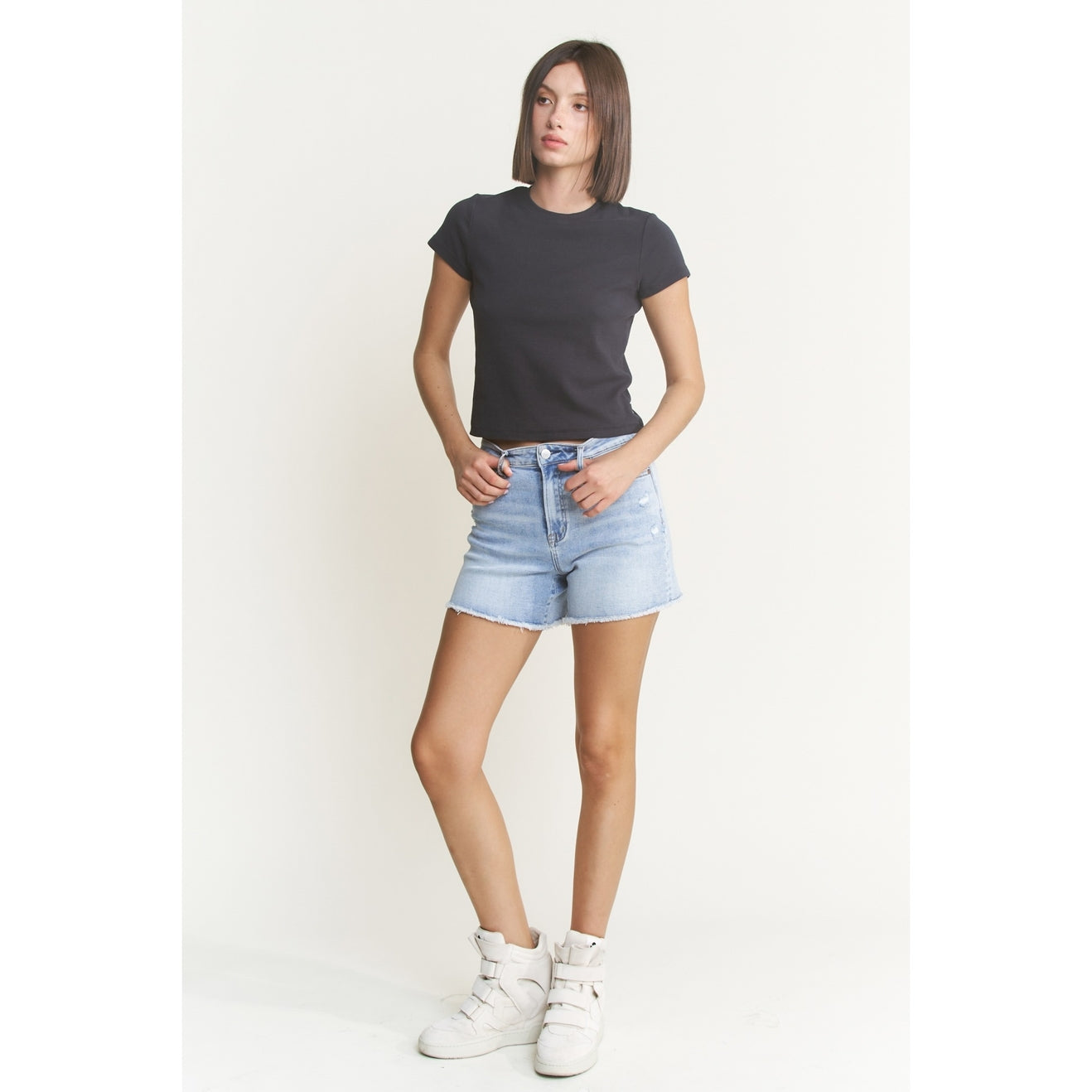 Mica Super High Shorts with Frayed Raw Hem