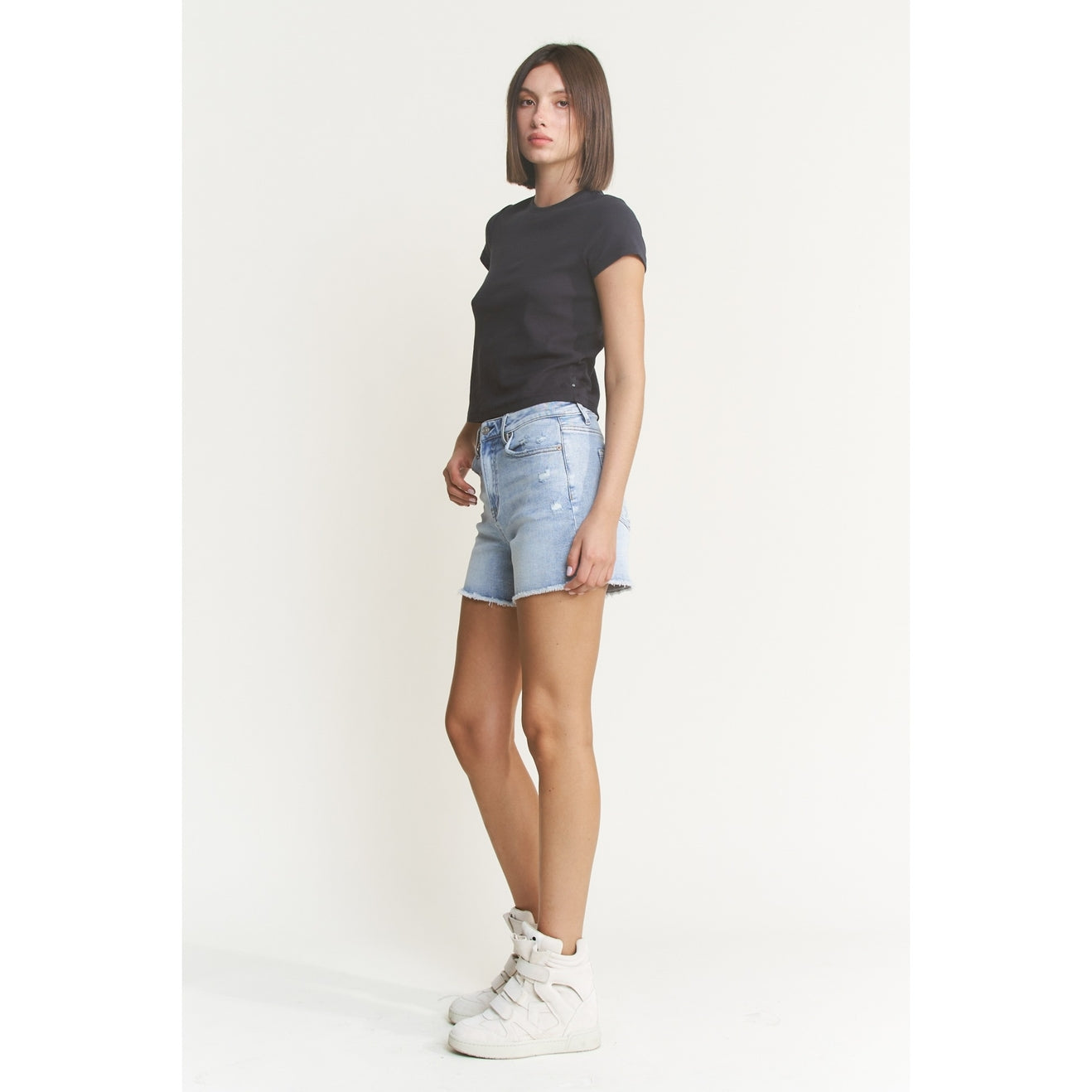 Mica Super High Shorts with Frayed Raw Hem