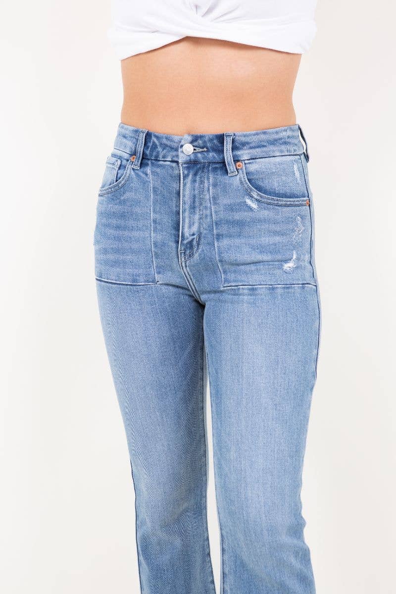 MESH TUMMY CONTROL HIGH RISE HOLLY FLARE JEANS