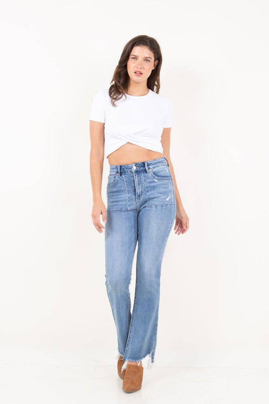 MESH TUMMY CONTROL HIGH RISE HOLLY FLARE JEANS