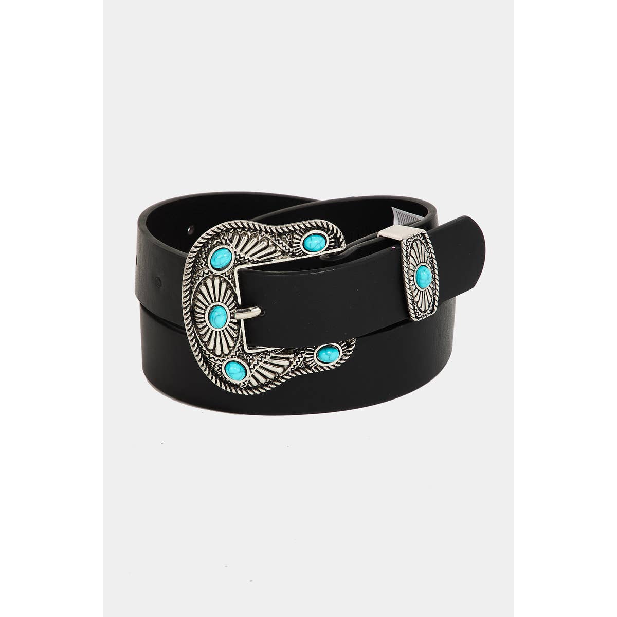 Turquoise Stud Buckle Faux Leather Belt