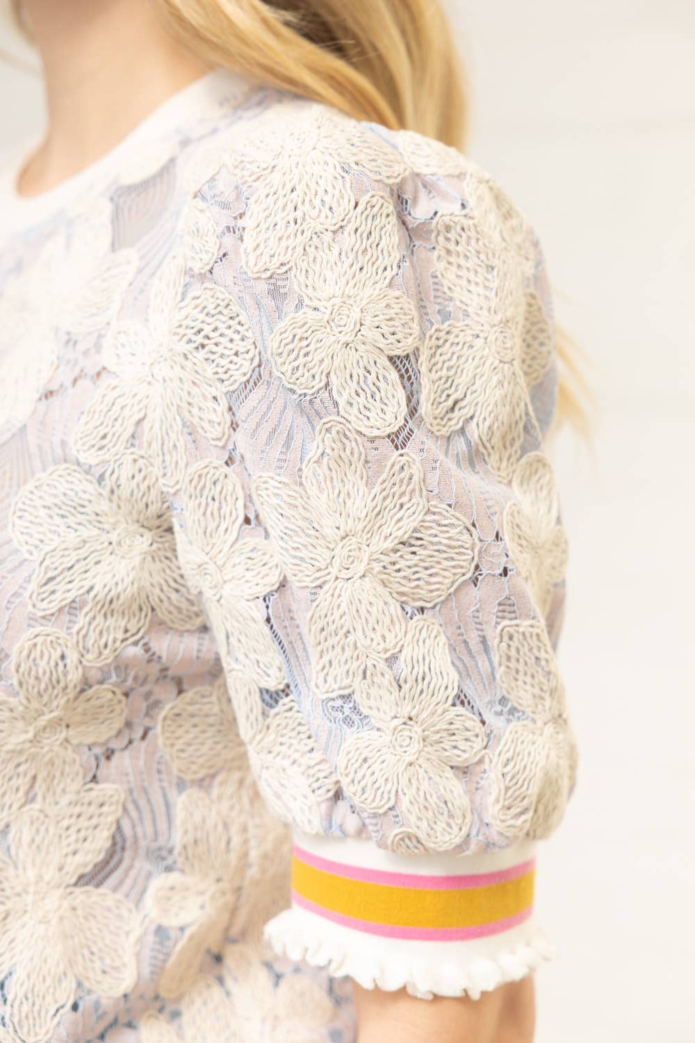 Lavender Floral Embroidered Lace Top