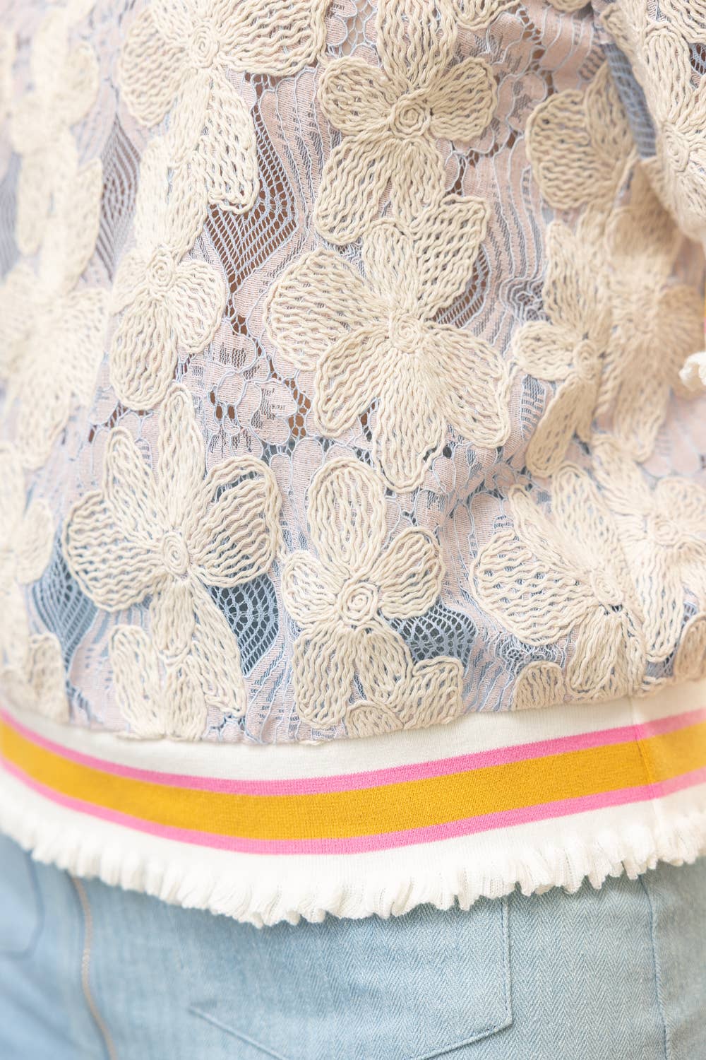 Lavender Floral Embroidered Lace Top