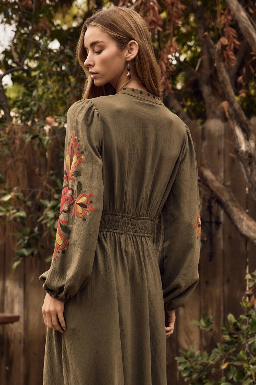 Plus Embroidered Midi Dress
