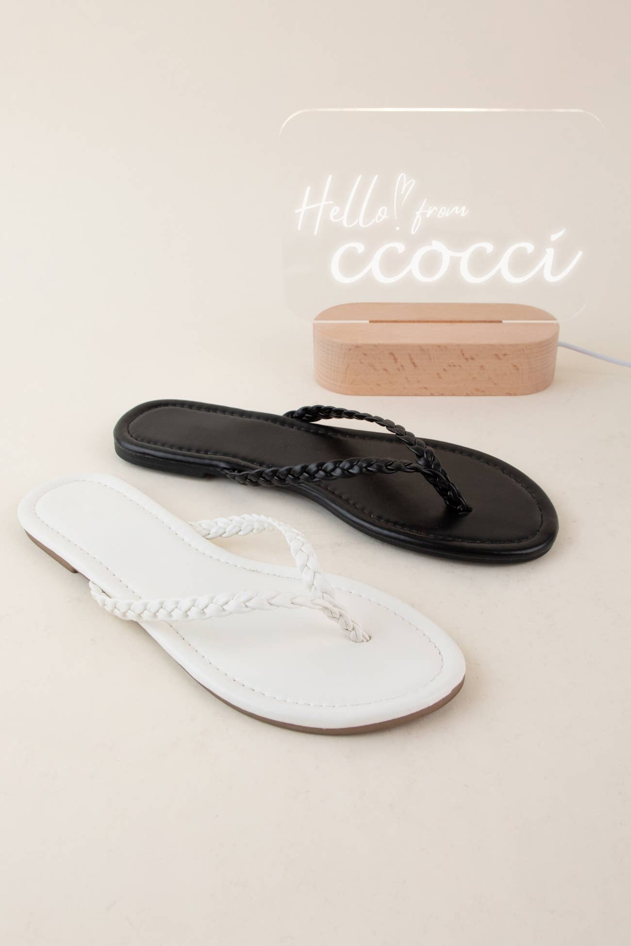 BELLEN-02 BRAIDED THONG STRAP FLIP-FLOP SANDALS