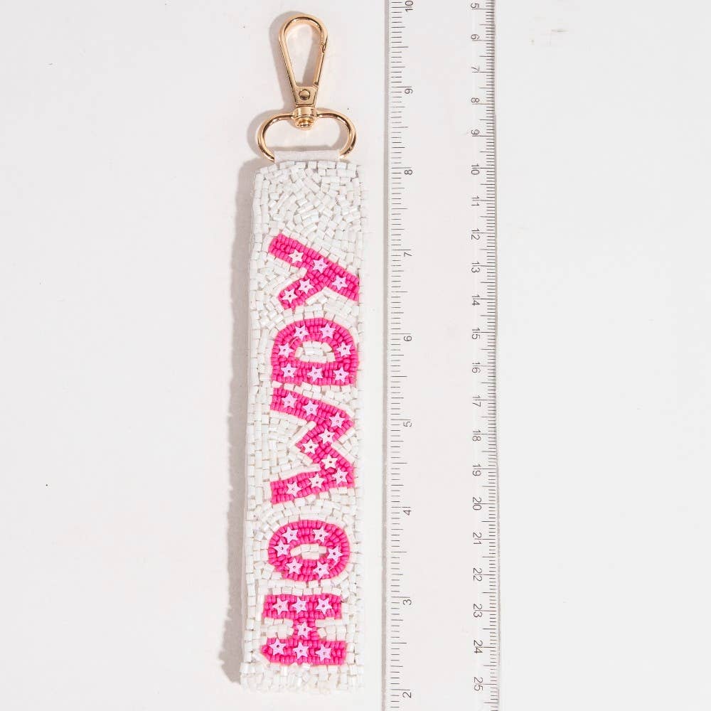 Howdy And Stars Beaded Keychain