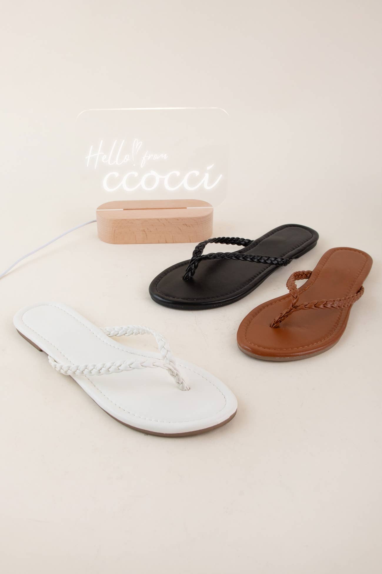 BELLEN-02 BRAIDED THONG STRAP FLIP-FLOP SANDALS