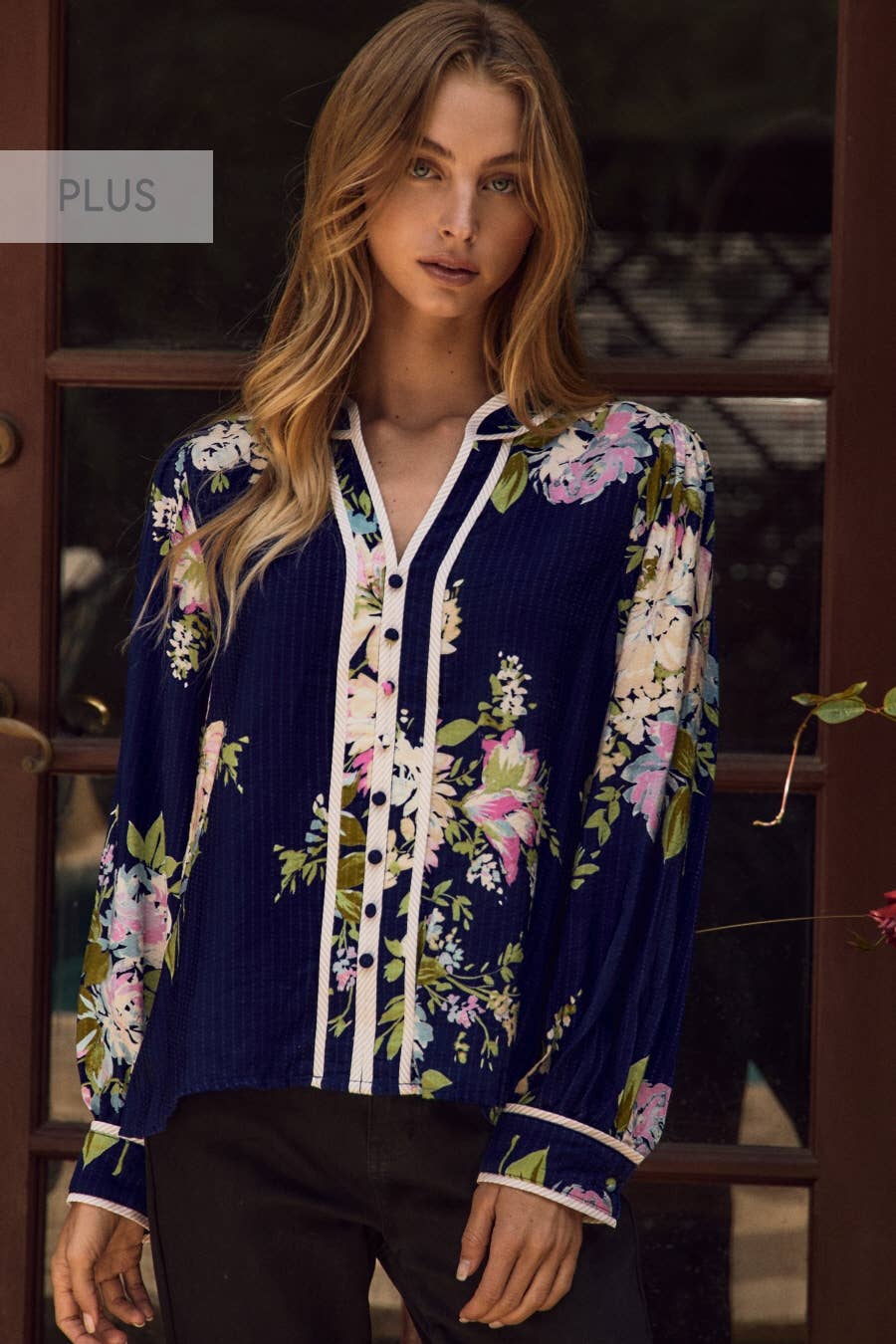 Plus Floral Print Blouse