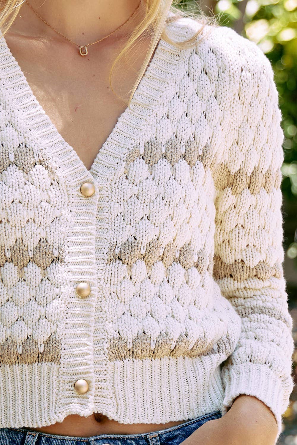 Bubble Effect Stripe Cardigan